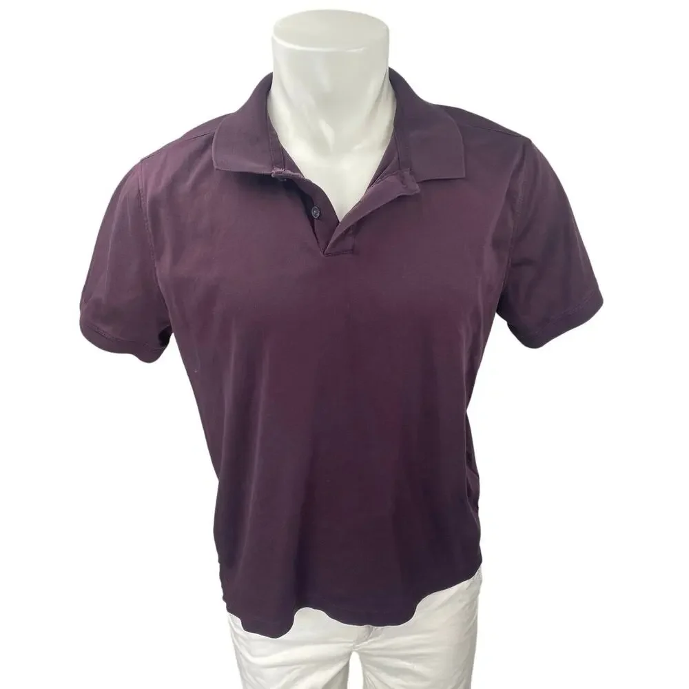 Banana Republic Luxe Touch Performance Mens Purple Short Sleeve Polo Shirt Top L